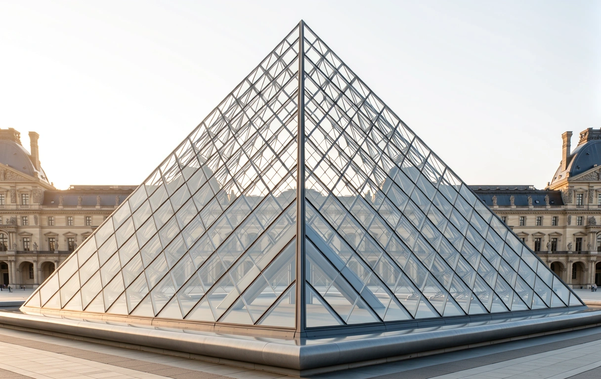 Der gläserne Eingangsbereich des Louvre in Paris