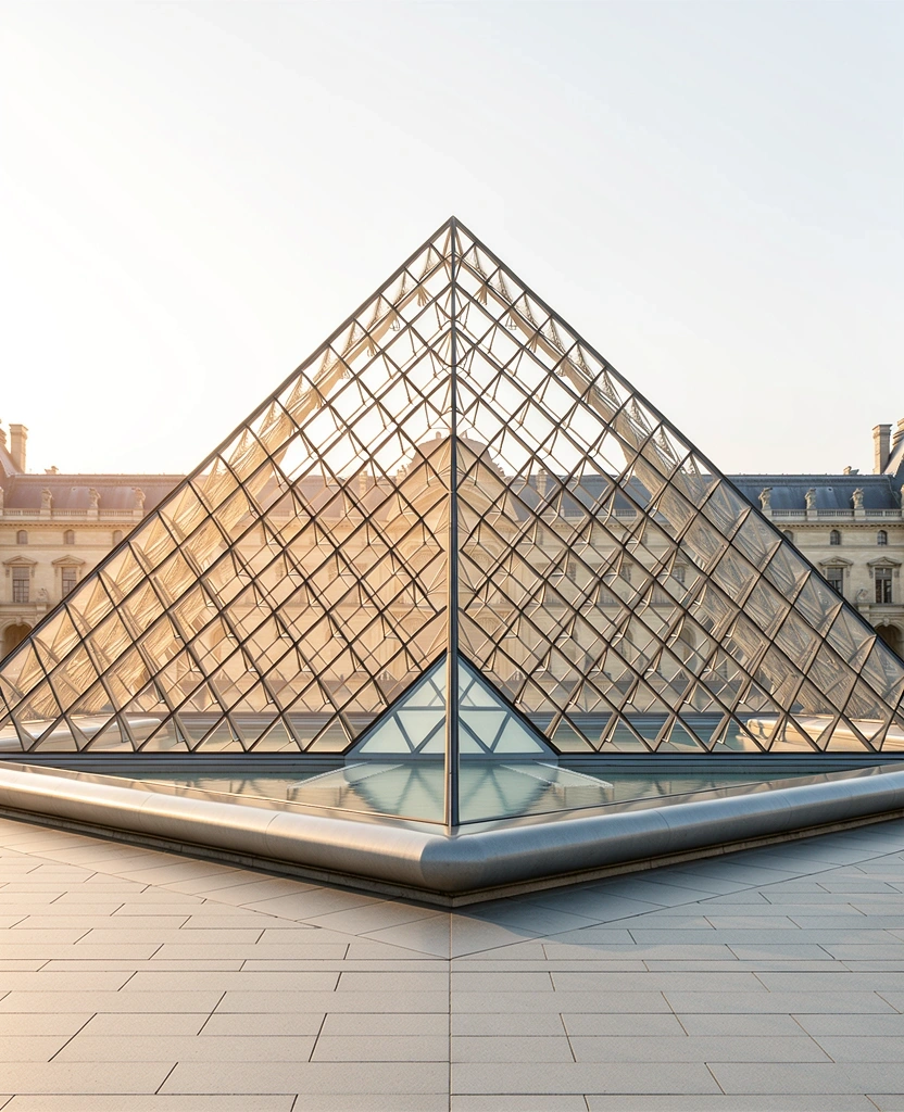 Die Glaspyramide des Louvre im Morgenlicht